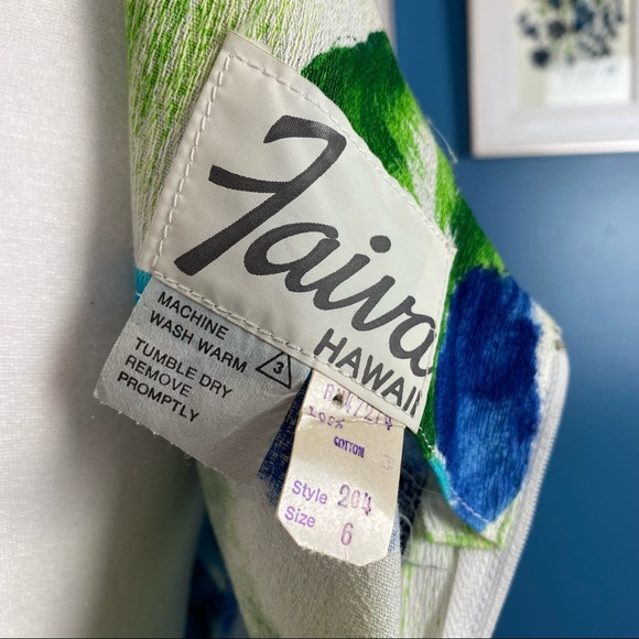 Hawaiian White Blue/Green Floral Print Maxi Dress - Picture 9 of 9